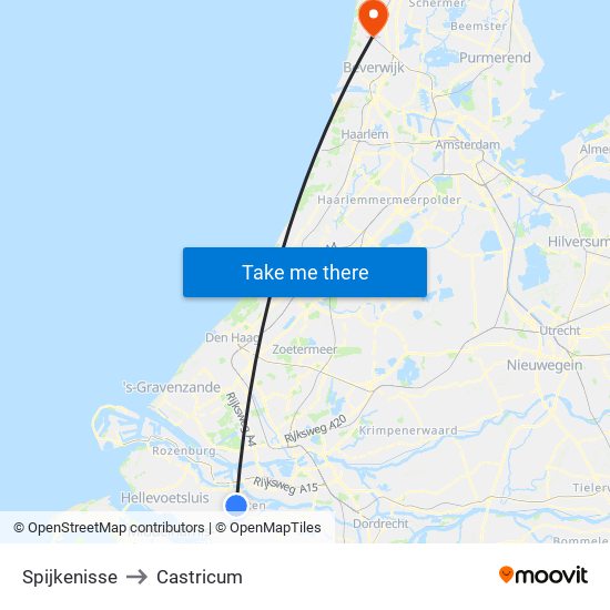 Spijkenisse to Castricum map