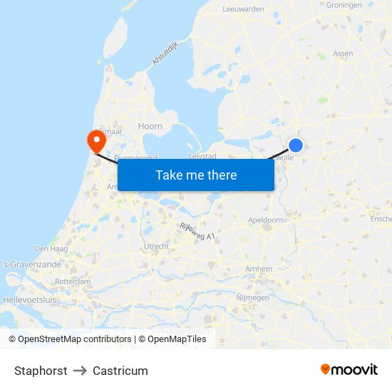 Staphorst to Castricum map