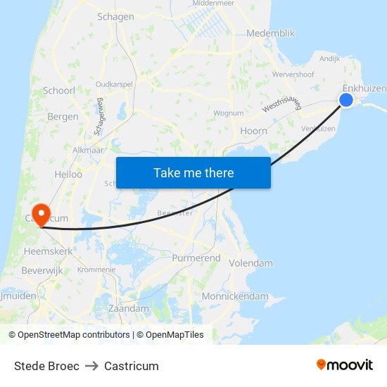 Stede Broec to Castricum map