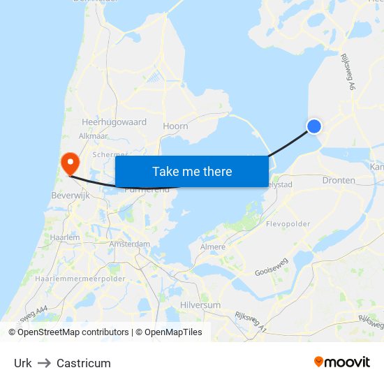 Urk to Castricum map