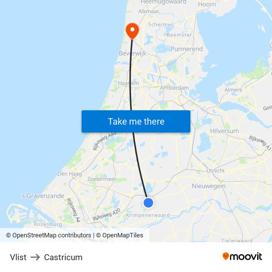 Vlist to Castricum map