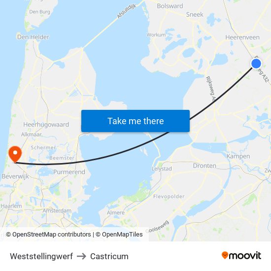 Weststellingwerf to Castricum map