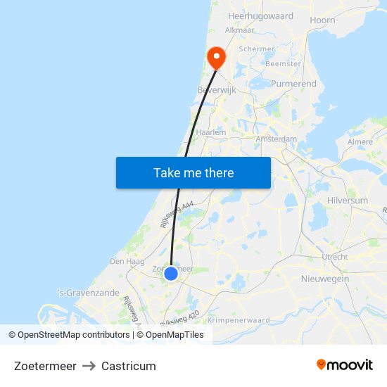 Zoetermeer to Castricum map