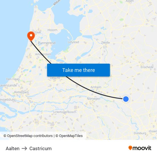 Aalten to Castricum map