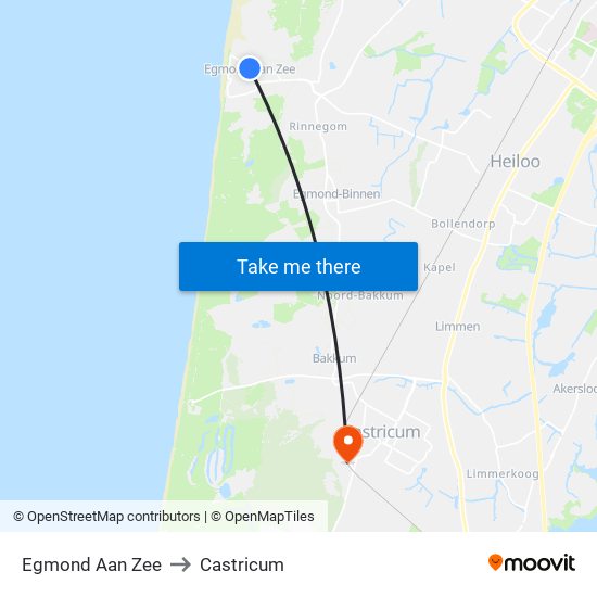 Egmond Aan Zee to Castricum map