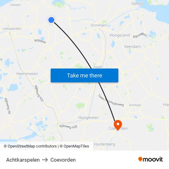 Achtkarspelen to Coevorden map