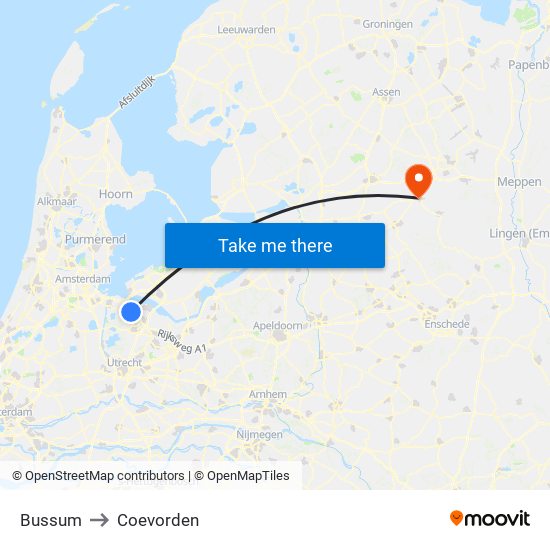 Bussum to Coevorden map