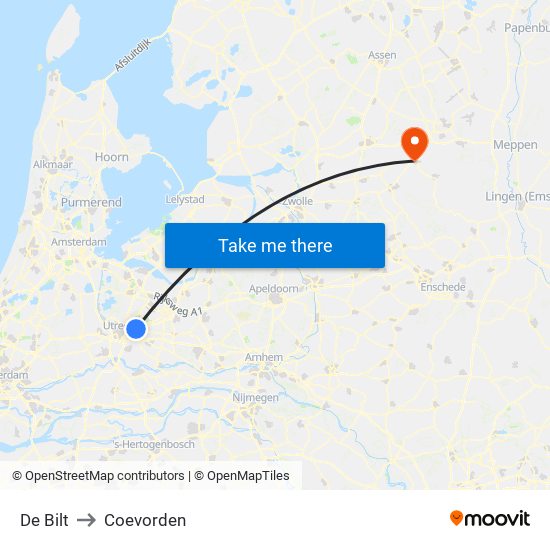 De Bilt to Coevorden map