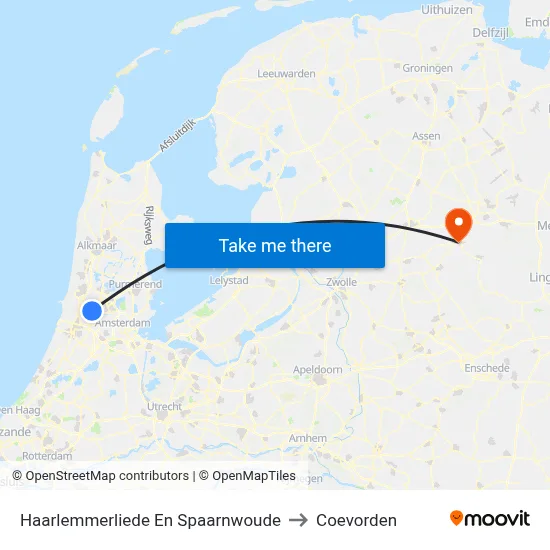 Haarlemmerliede En Spaarnwoude to Coevorden map