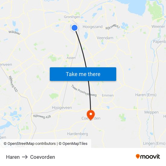 Haren to Coevorden map