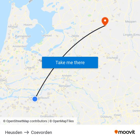 Heusden to Coevorden map
