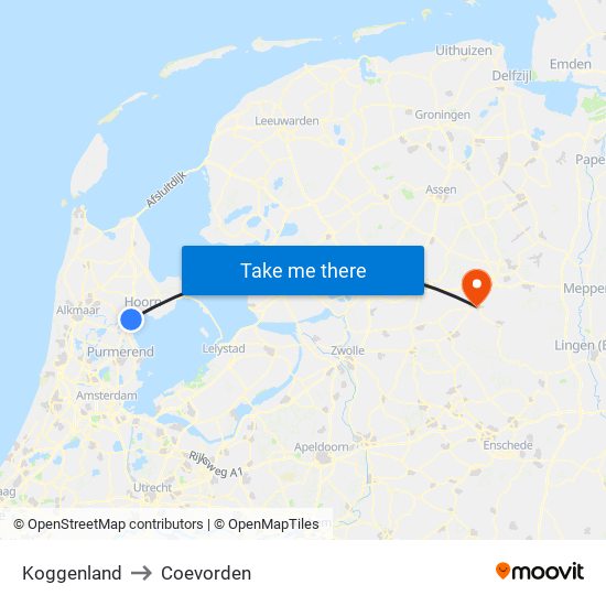 Koggenland to Coevorden map