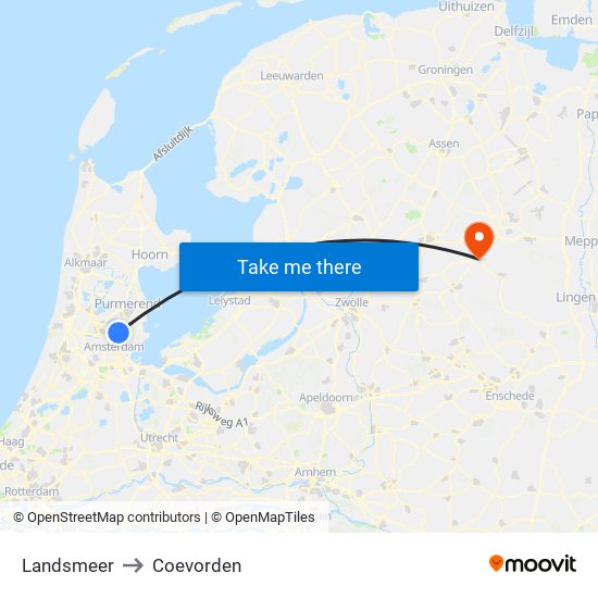 Landsmeer to Coevorden map