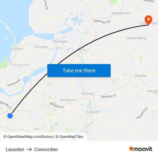 Leusden to Coevorden map