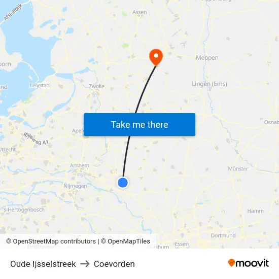 Oude Ijsselstreek to Coevorden map