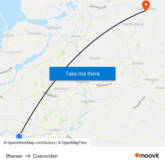 Rhenen to Coevorden map