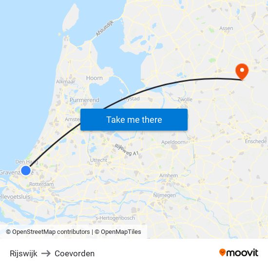 Rijswijk to Coevorden map