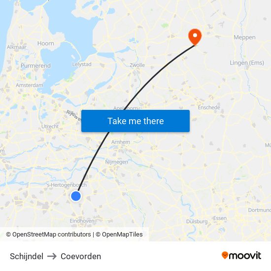 Schijndel to Coevorden map