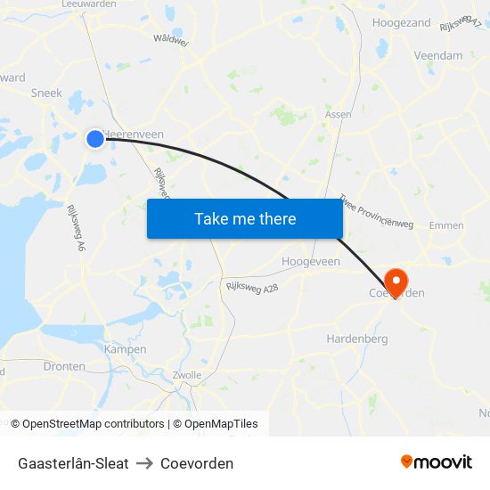 Gaasterlân-Sleat to Coevorden map