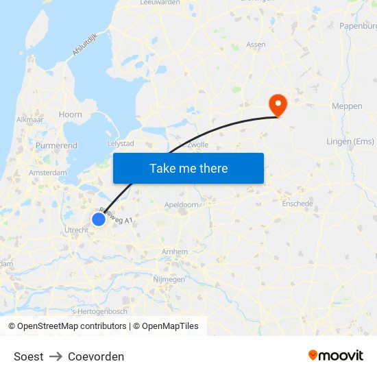 Soest to Coevorden map