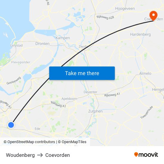 Woudenberg to Coevorden map