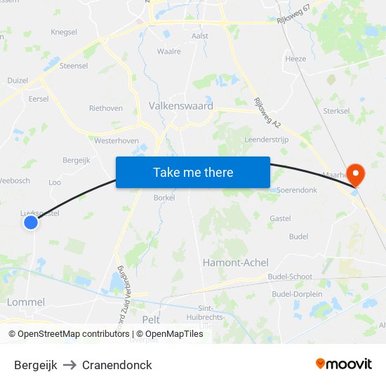 Bergeijk to Cranendonck map