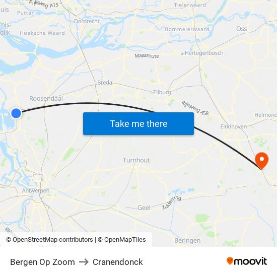 Bergen Op Zoom to Cranendonck map