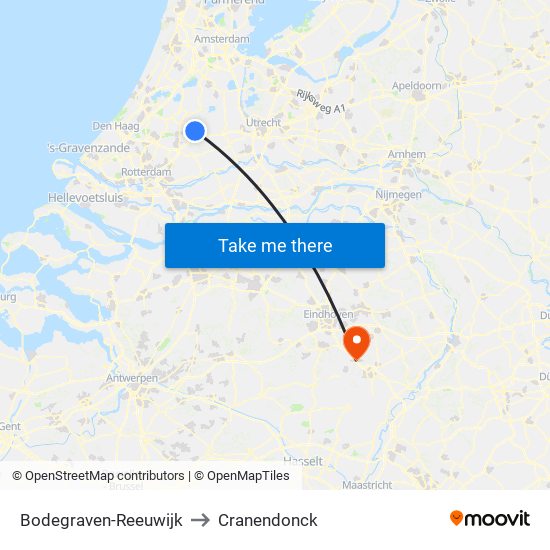 Bodegraven-Reeuwijk to Cranendonck map