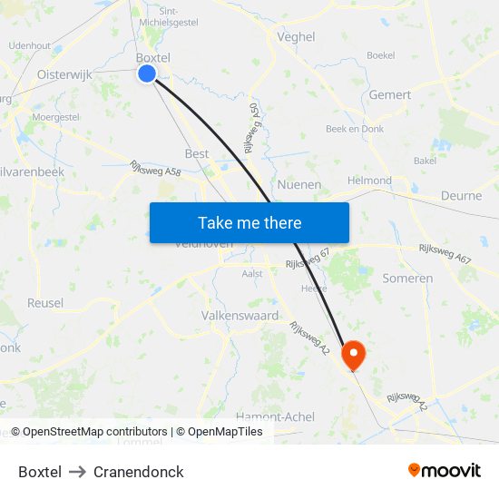 Boxtel to Cranendonck map