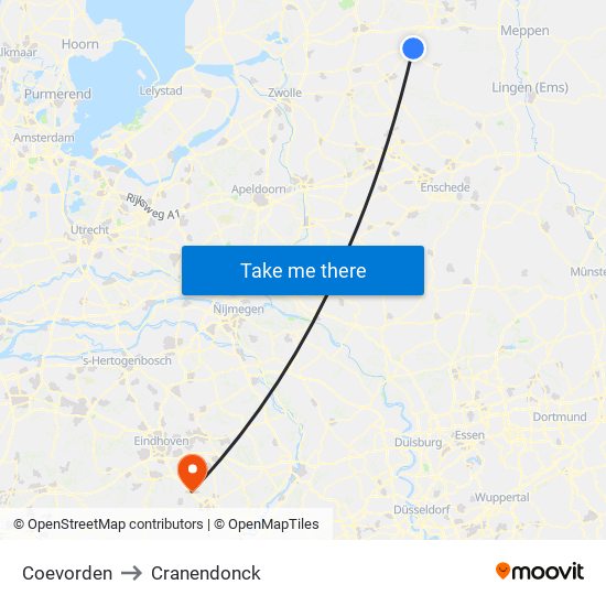 Coevorden to Cranendonck map