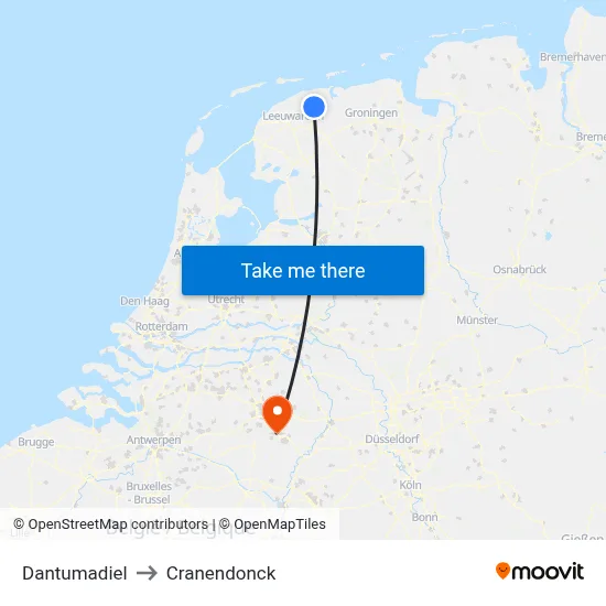 Dantumadiel to Cranendonck map