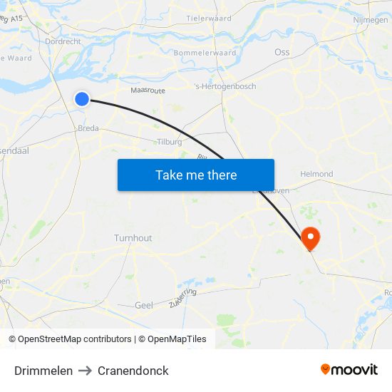 Drimmelen to Cranendonck map