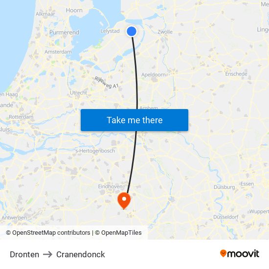 Dronten to Cranendonck map