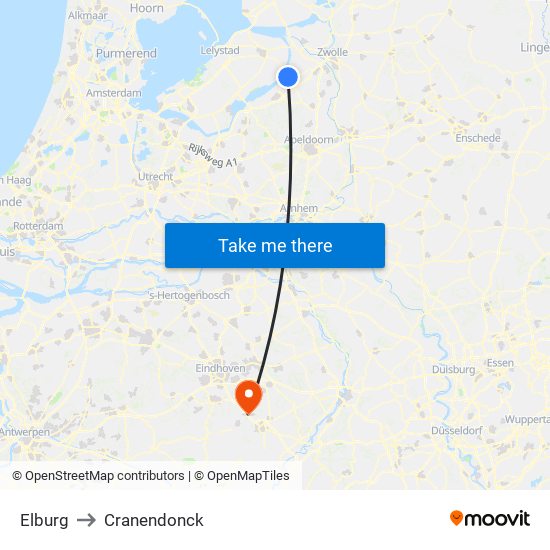 Elburg to Cranendonck map