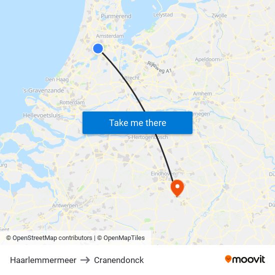 Haarlemmermeer to Cranendonck map