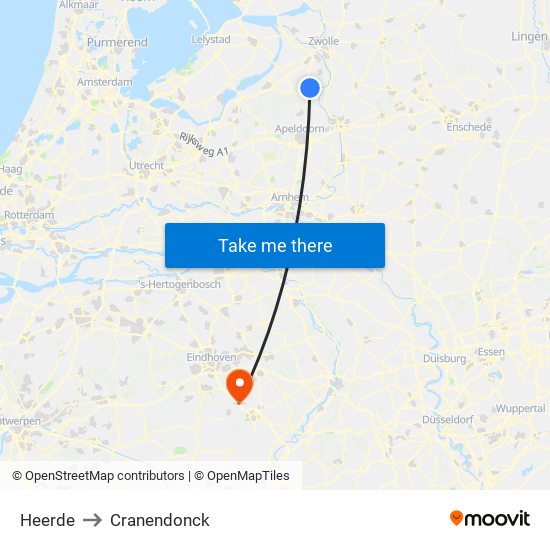 Heerde to Cranendonck map