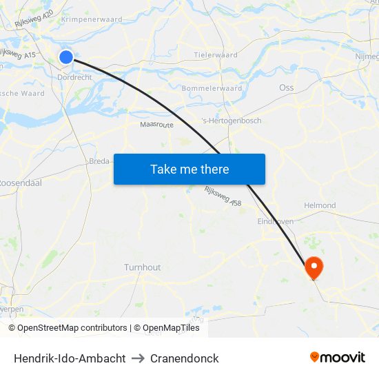 Hendrik-Ido-Ambacht to Cranendonck map