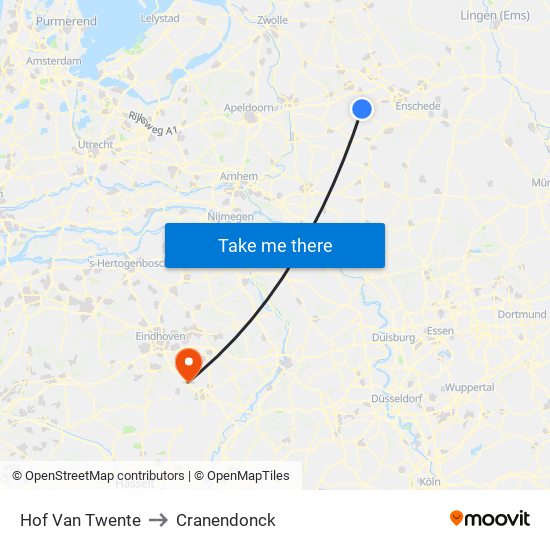 Hof Van Twente to Cranendonck map
