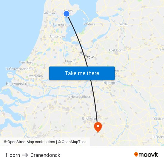 Hoorn to Cranendonck map