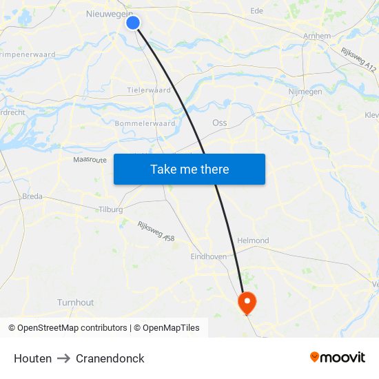 Houten to Cranendonck map