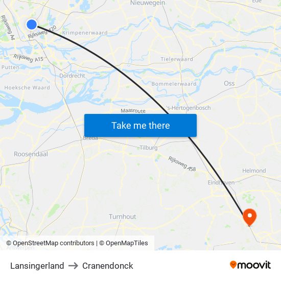 Lansingerland to Cranendonck map