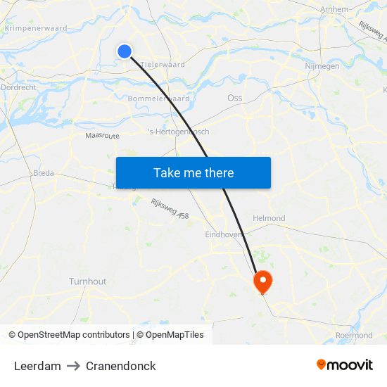 Leerdam to Cranendonck map