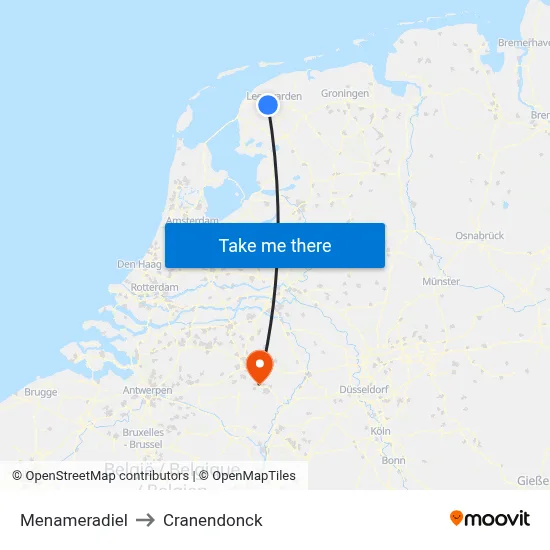 Menameradiel to Cranendonck map