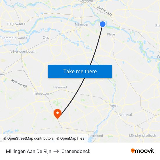 Millingen Aan De Rijn to Cranendonck map