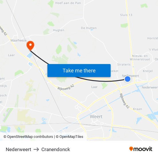 Nederweert to Cranendonck map