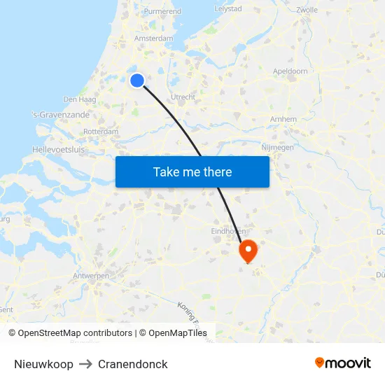 Nieuwkoop to Cranendonck map