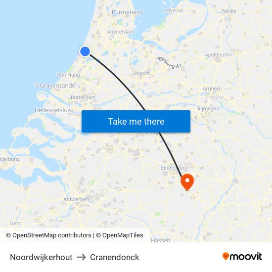 Noordwijkerhout to Cranendonck map