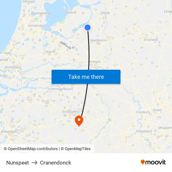 Nunspeet to Cranendonck map