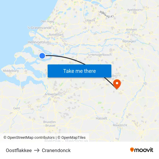 Oostflakkee to Cranendonck map