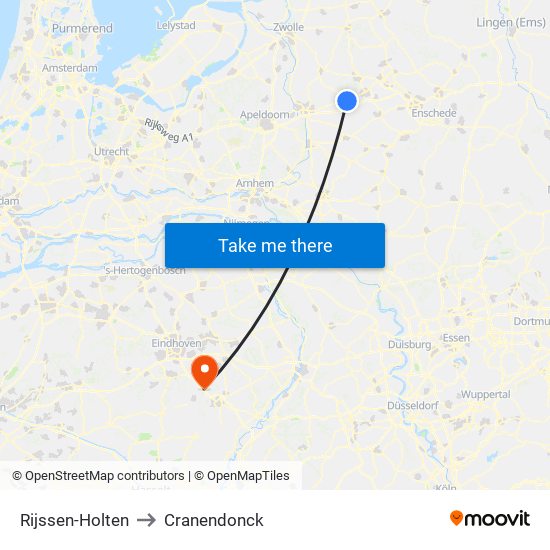 Rijssen-Holten to Cranendonck map